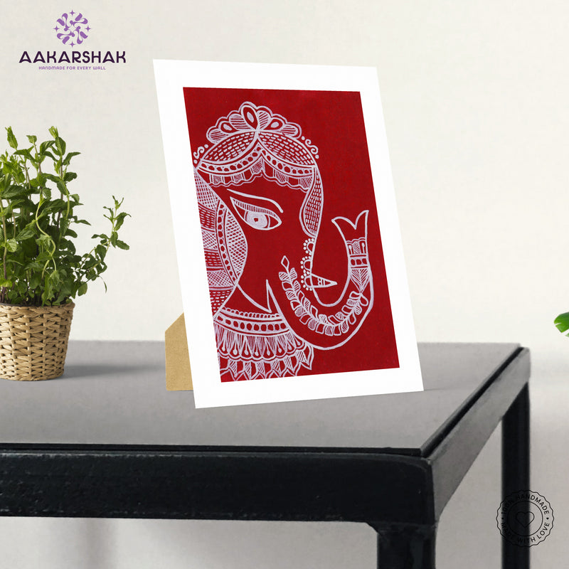 Traditional Indian wall painting displayed in modern home interior setting
