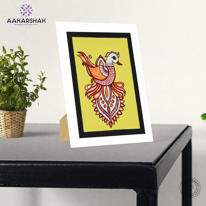 Detailed brushwork and natural dyes in authentic Kalamkari painting on cotton fabric
