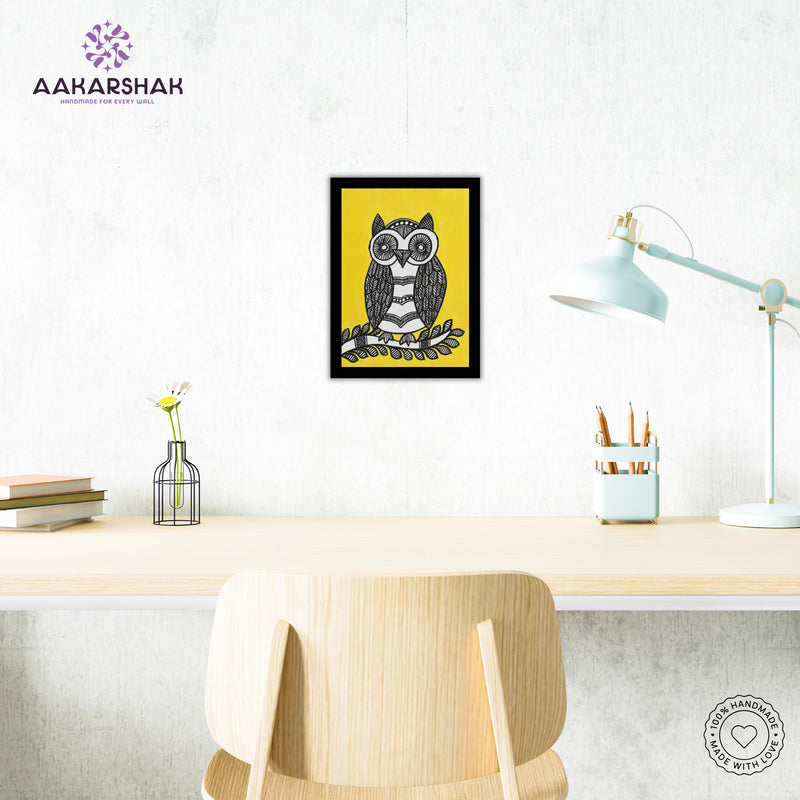 Traditional Indian wall painting displayed in modern home interior setting