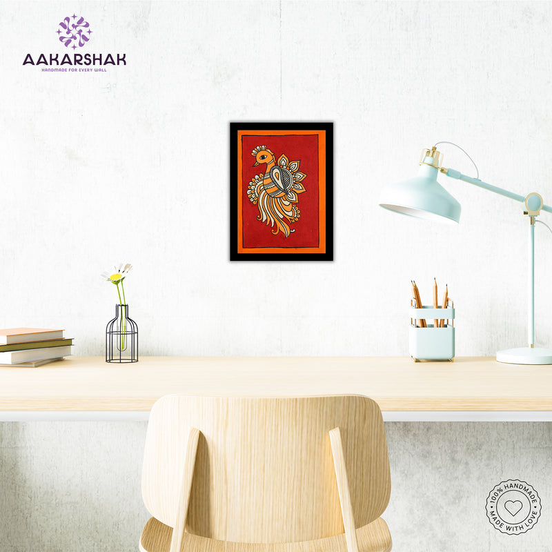 Kalamkari wall art displayed in living room – handcrafted Indian textile painting