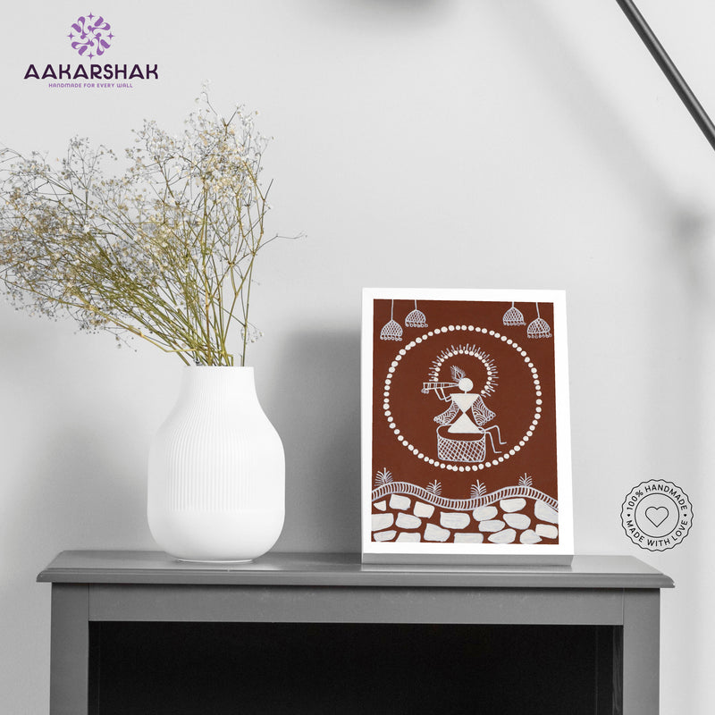 Tabletop or wall-mounted Warli painting framed with MDF back and acrylic front
