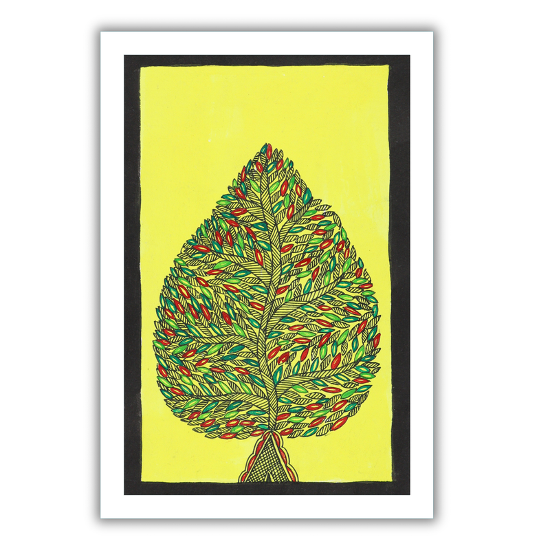 AAKARSHAK Madhubani Painting Handmade Tree Mithila art Framed Traditional Indian paintings for Wall Living room Home decor Gifts - 8x12 Inch |(WSM125)