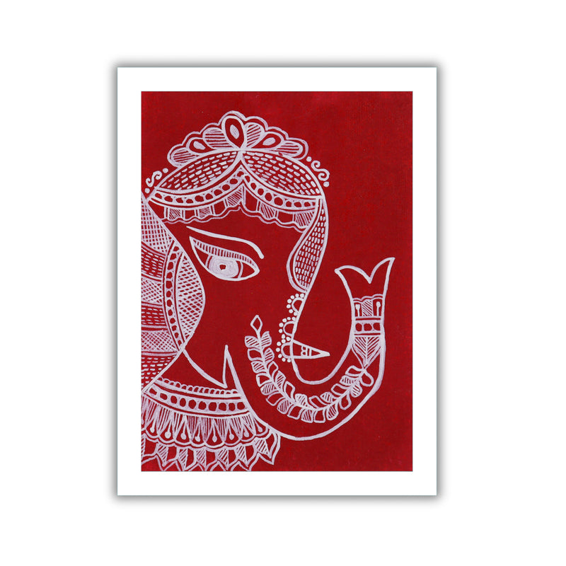Handmade Madhubani painting with Lord Ganesha design, framed and ready to hang – Indian folk art on wall