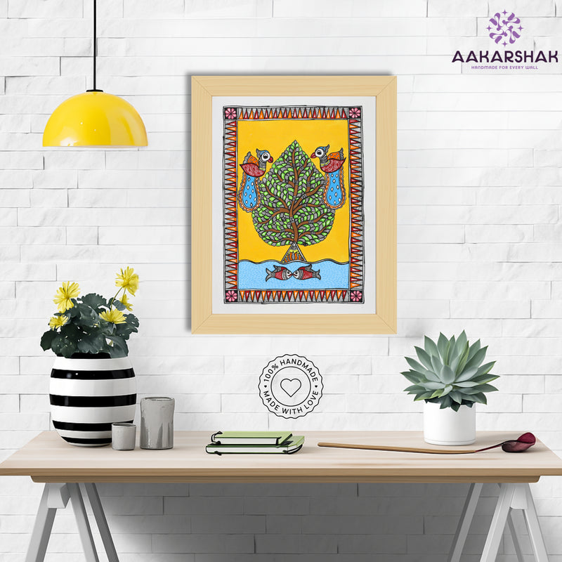Artisan-made Indian folk art on handmade paper using vibrant natural colors