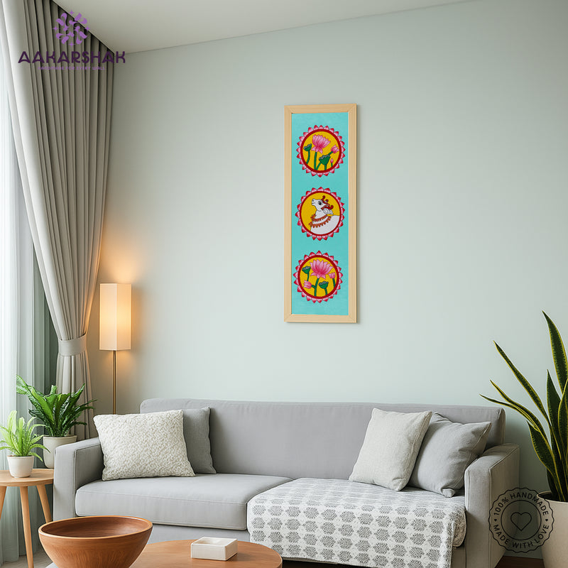 Pichwai wall art displayed in home interior – classic Indian folk painting