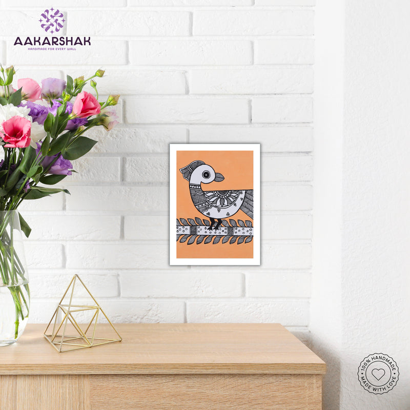 Traditional Indian wall painting displayed in modern home interior setting