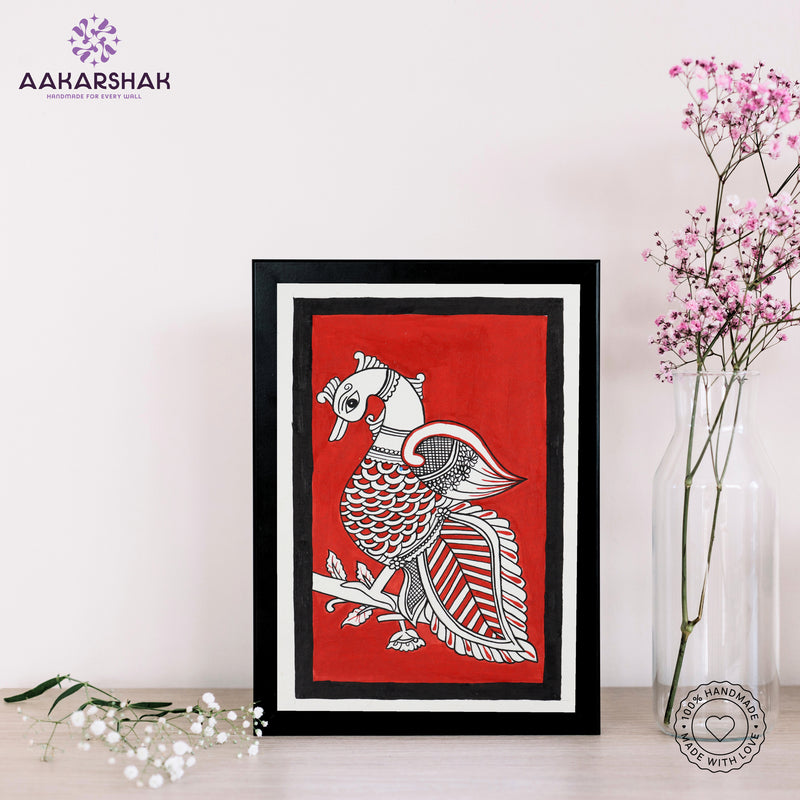 Kalamkari wall art displayed in living room – handcrafted Indian textile painting