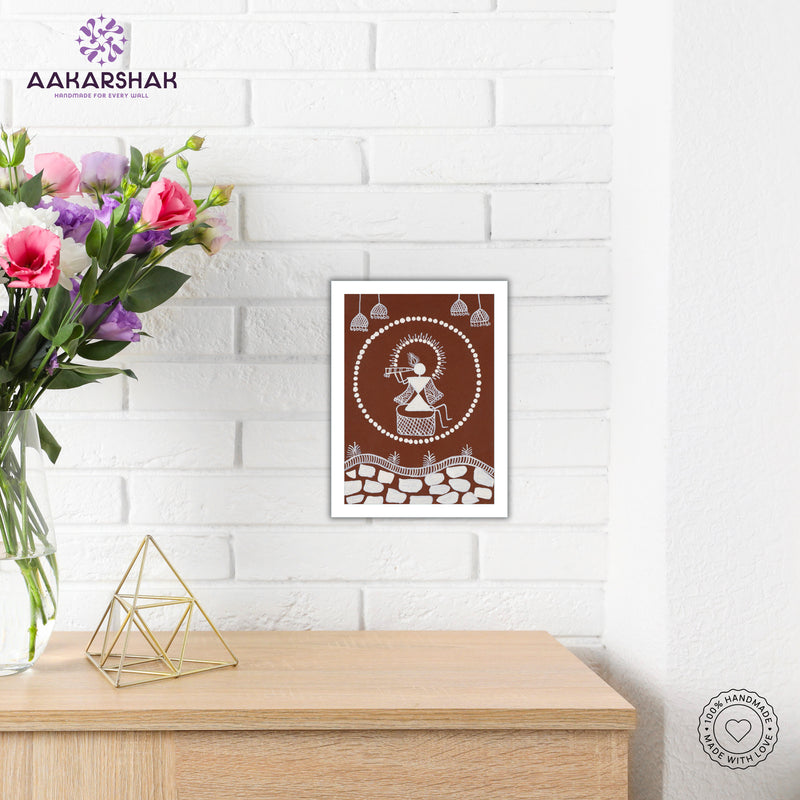 Traditional Warli painting displayed in modern interior – Indian folk wall art