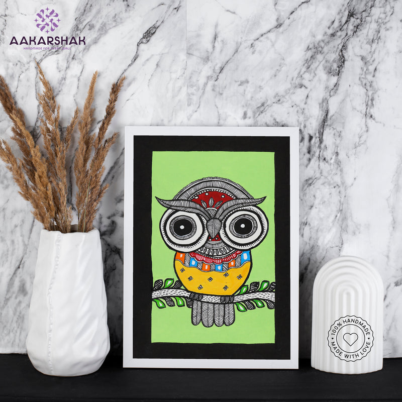 Traditional Indian wall painting displayed in modern home interior setting