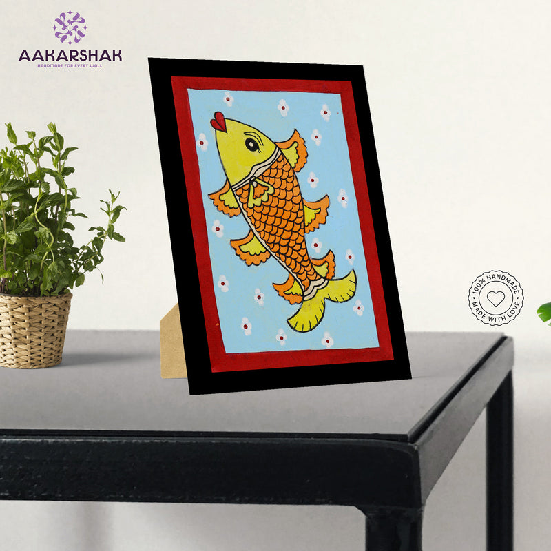 Tabletop or wall-mounted Kalamkari art framed with acrylic glass and wooden finish
