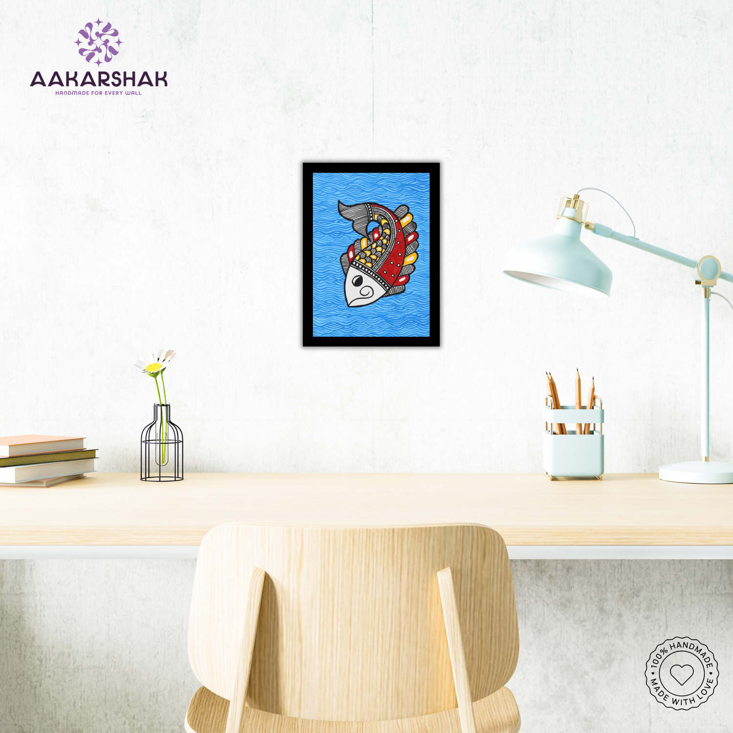 Back view of Madhubani painting frame – MDF panel with dual hanging options

