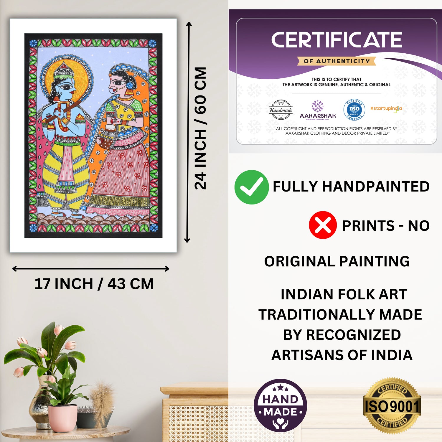 ISO certified handmade painting with authenticity certificate included
