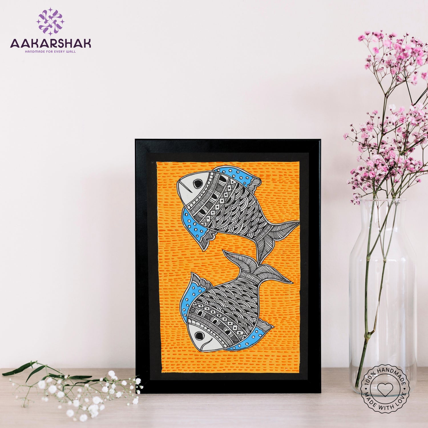 Close-up of detailed brushwork and traditional patterns in Madhubani painting
