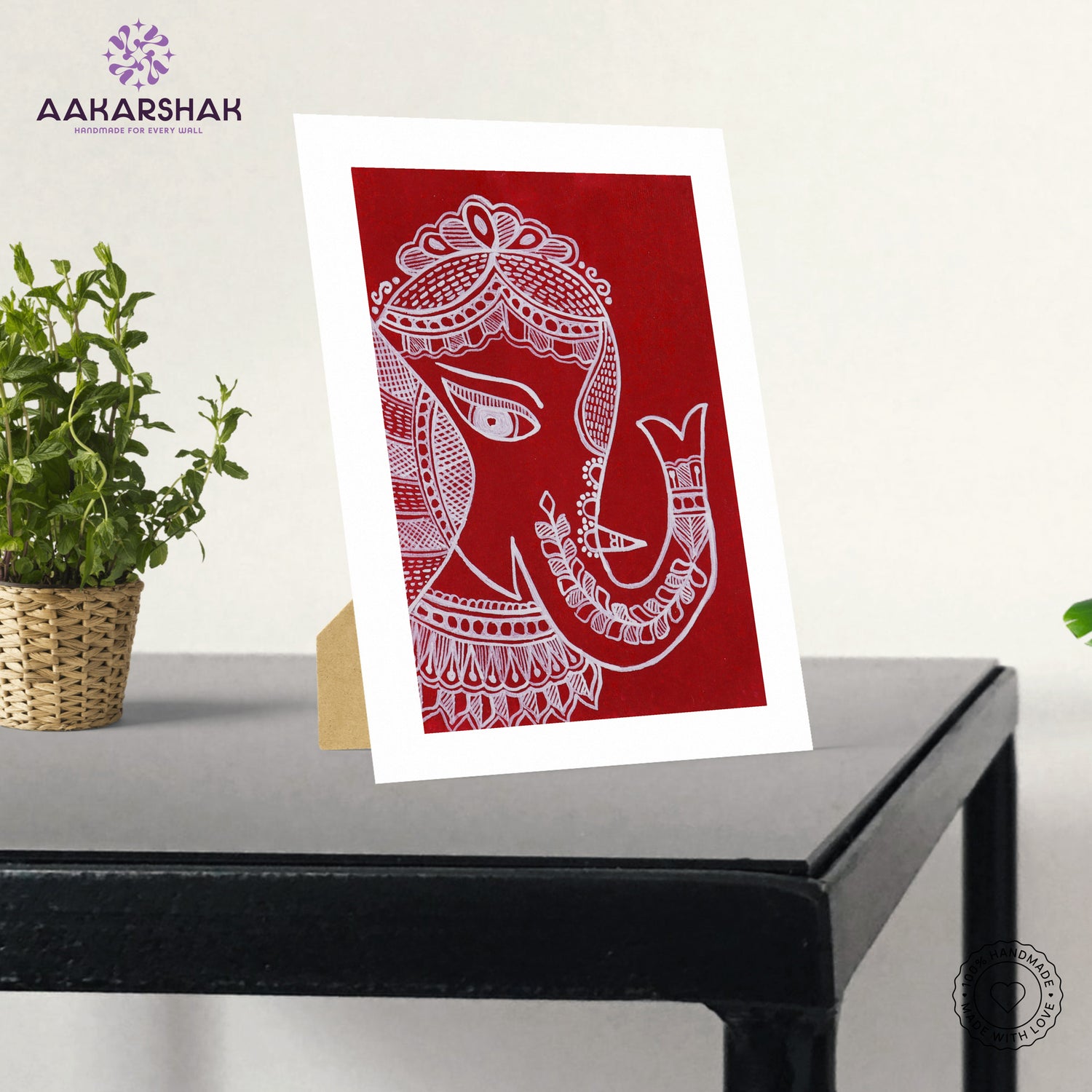 Traditional Indian wall painting displayed in modern home interior setting
