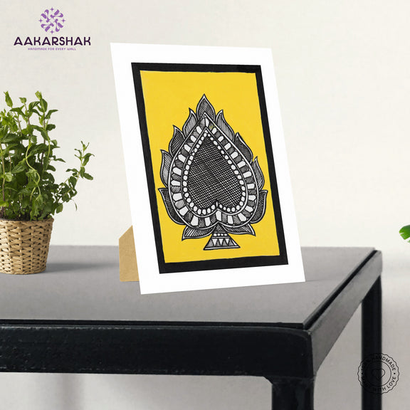 Traditional Indian wall painting displayed in modern home interior setting
