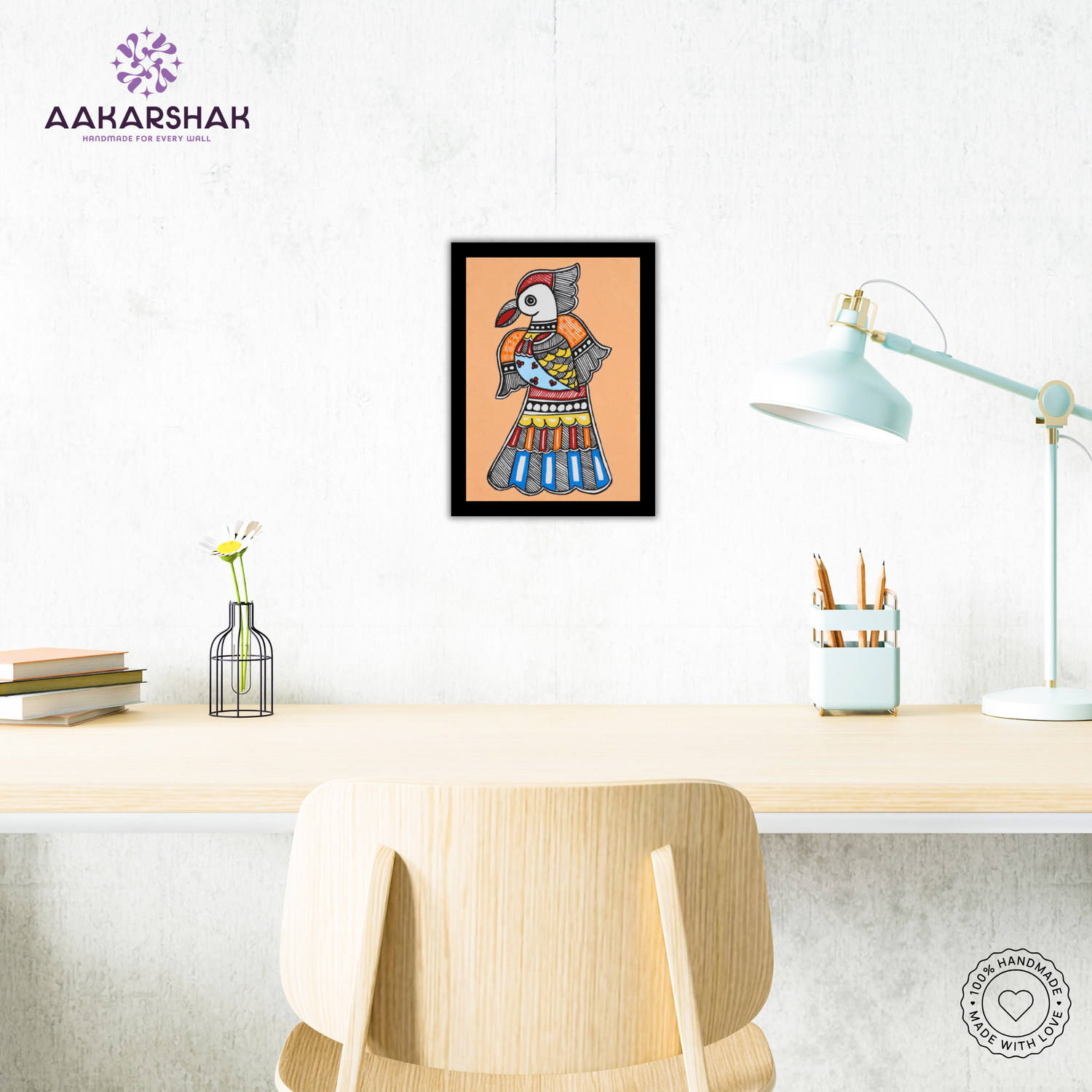 Peacock painting in traditional Mithila style