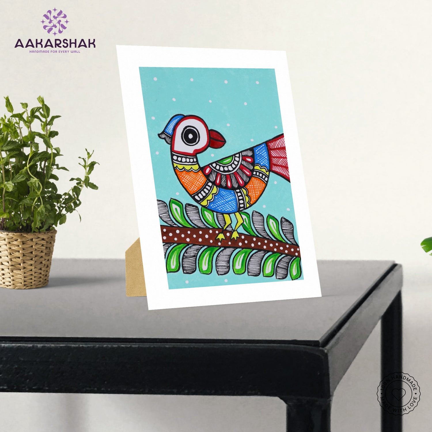 Close-up of detailed brushwork and traditional patterns in Madhubani painting
