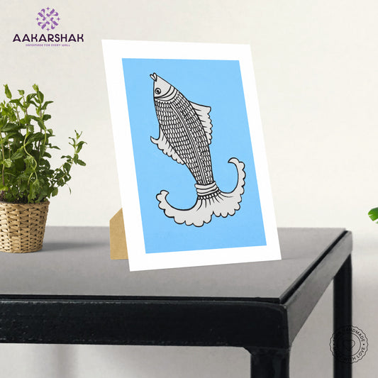 Image Handmade Kalamkari Fish Painting – Framed 6x8 Inch Wall Art
