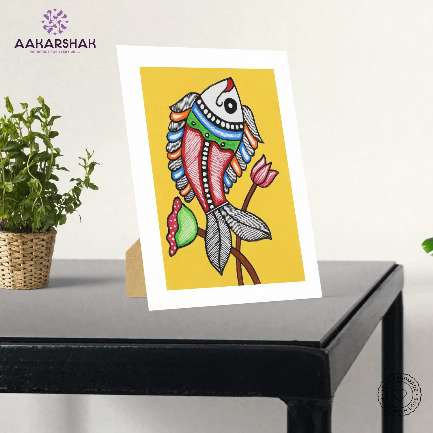 Close-up of detailed brushwork and traditional patterns in Madhubani painting
