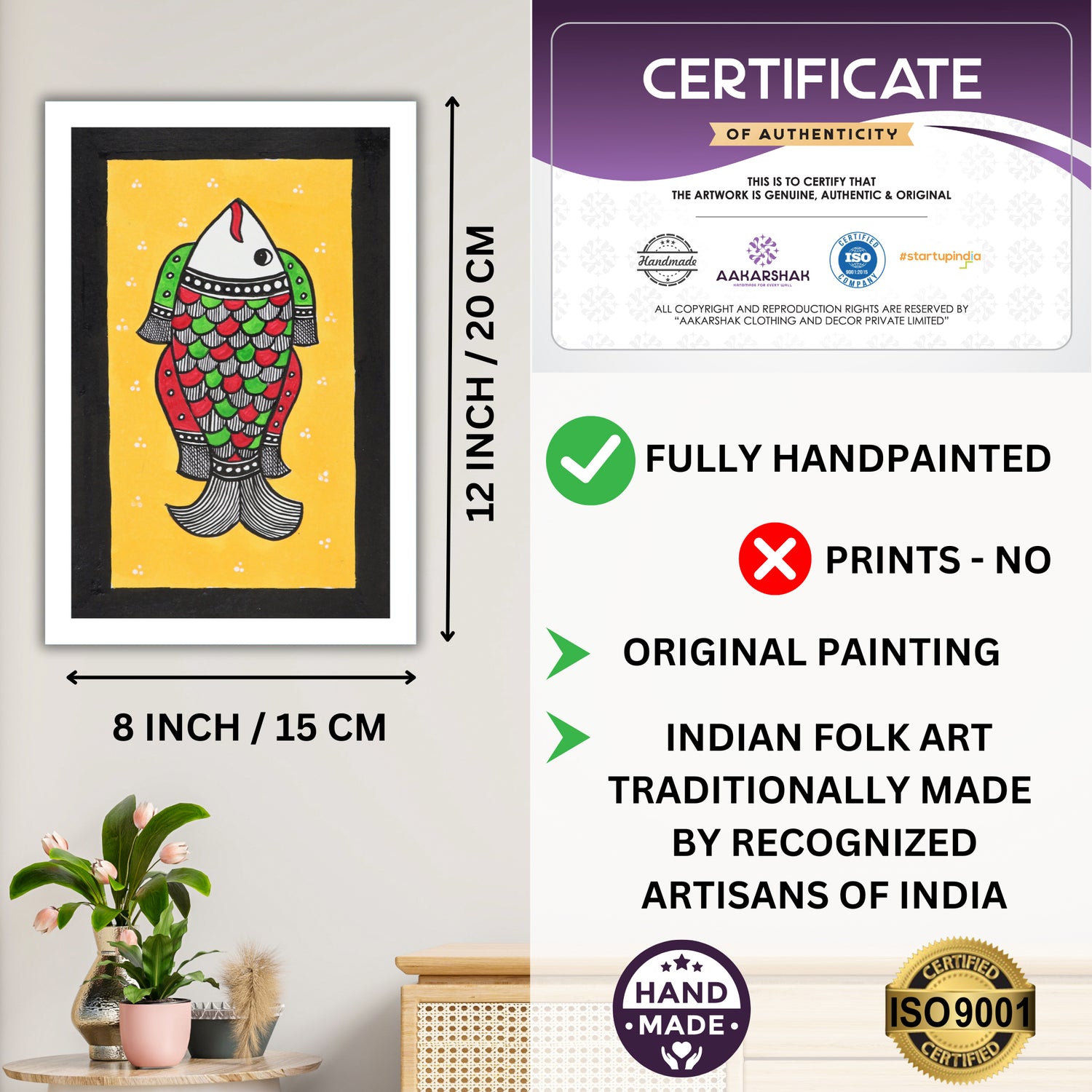 ISO certified handmade painting with authenticity certificate included
