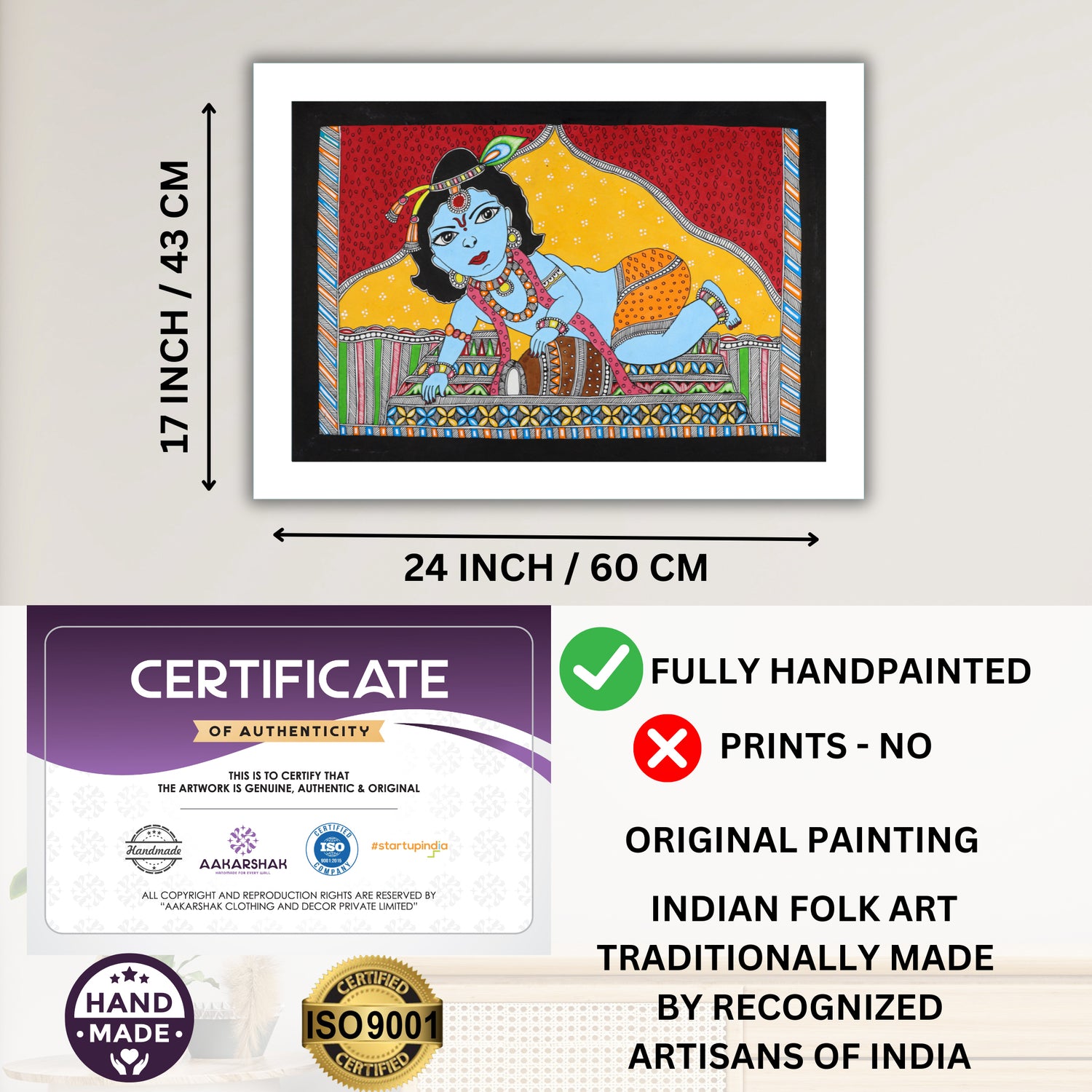 ISO certified handmade painting with authenticity certificate included
