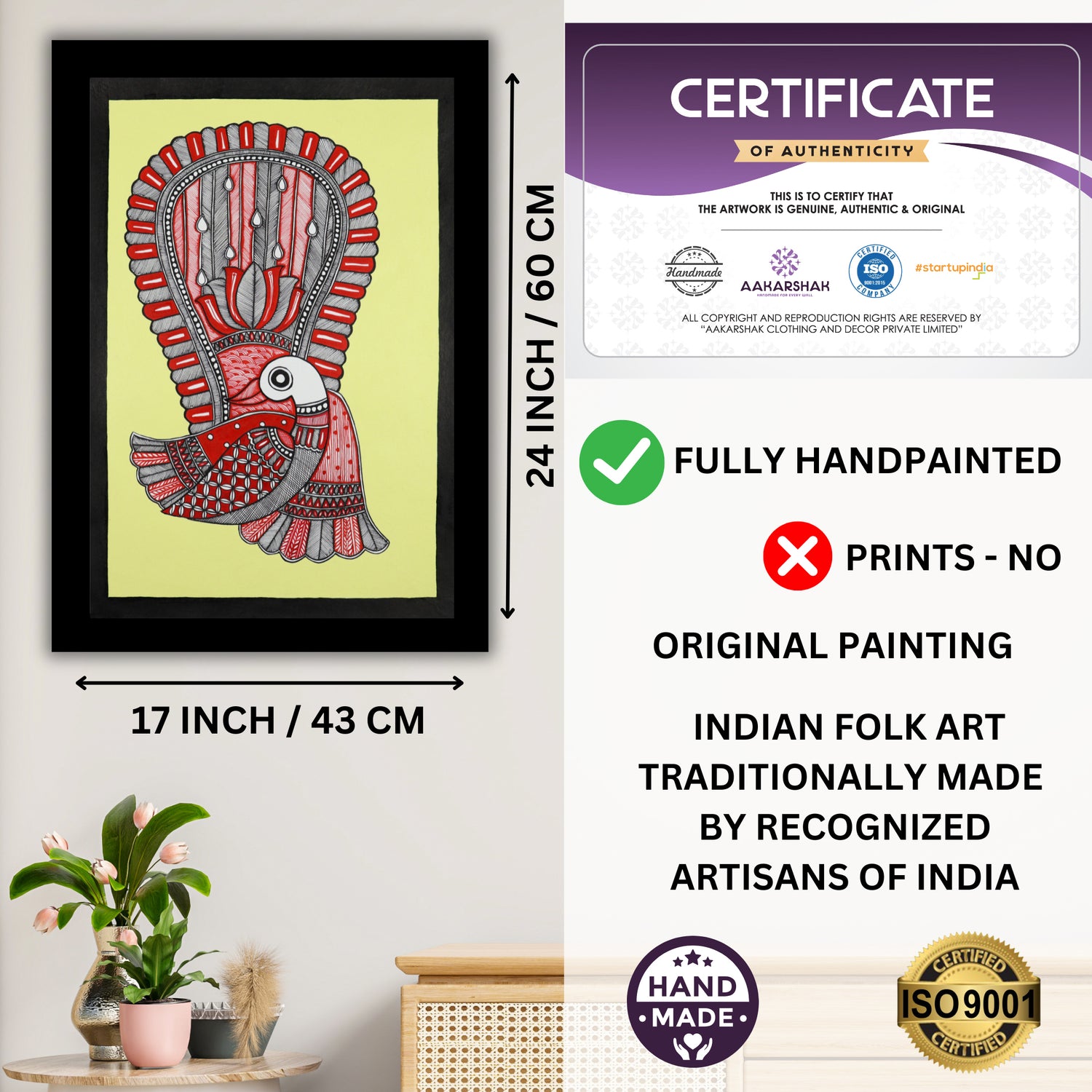 ISO certified handmade painting with authenticity certificate included
