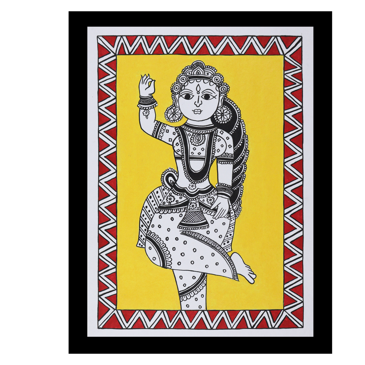 AAKARSHAK Kalamkari Painting Handmade Radha Kalamkari art Framed Traditional Indian paintings for Wall Living room Home decor Gifts - 12x16 Inch |(KME104)