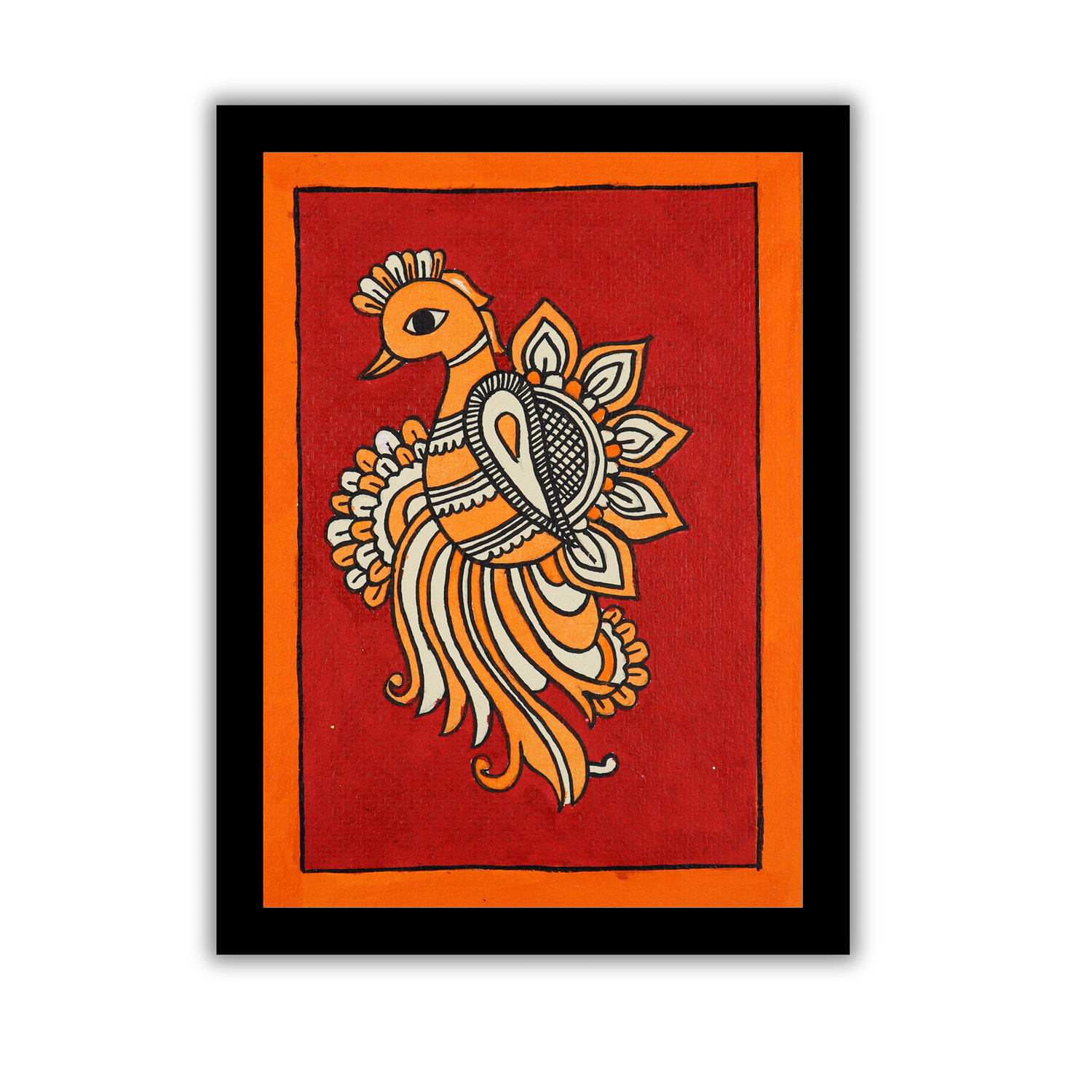 AAKARSHAK Kalamkari Painting Handmade Peacock Kalamkari art Framed Traditional Indian paintings for Wall Living room Home decor Gifts - 6x8 Inch |(KMI107)