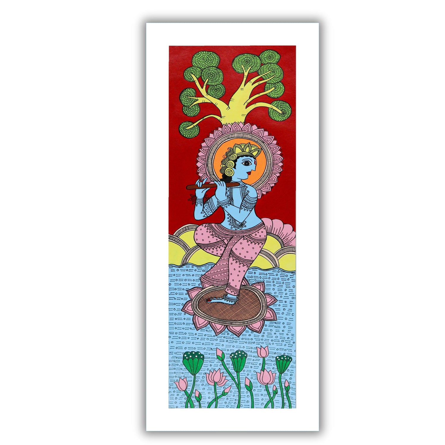 Handmade Kalamkari painting with elephant motif, framed for wall decor – traditional Indian folk art
