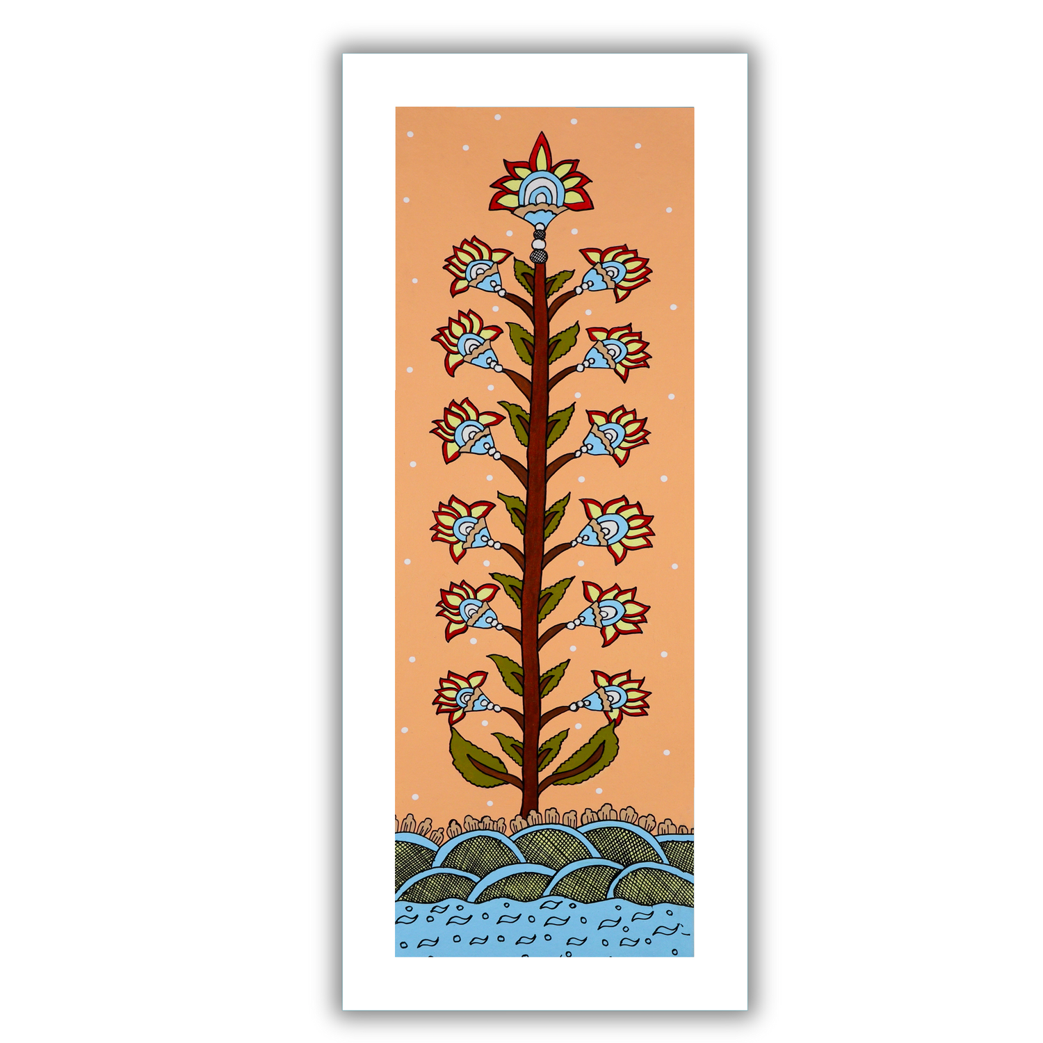 AAKARSHAK Kalamkari Painting Handmade Tree Of Life Kalamkari art Framed Traditional Indian paintings for Wall Living room Home decor Gifts - 8x23 Inch |(KLO106)