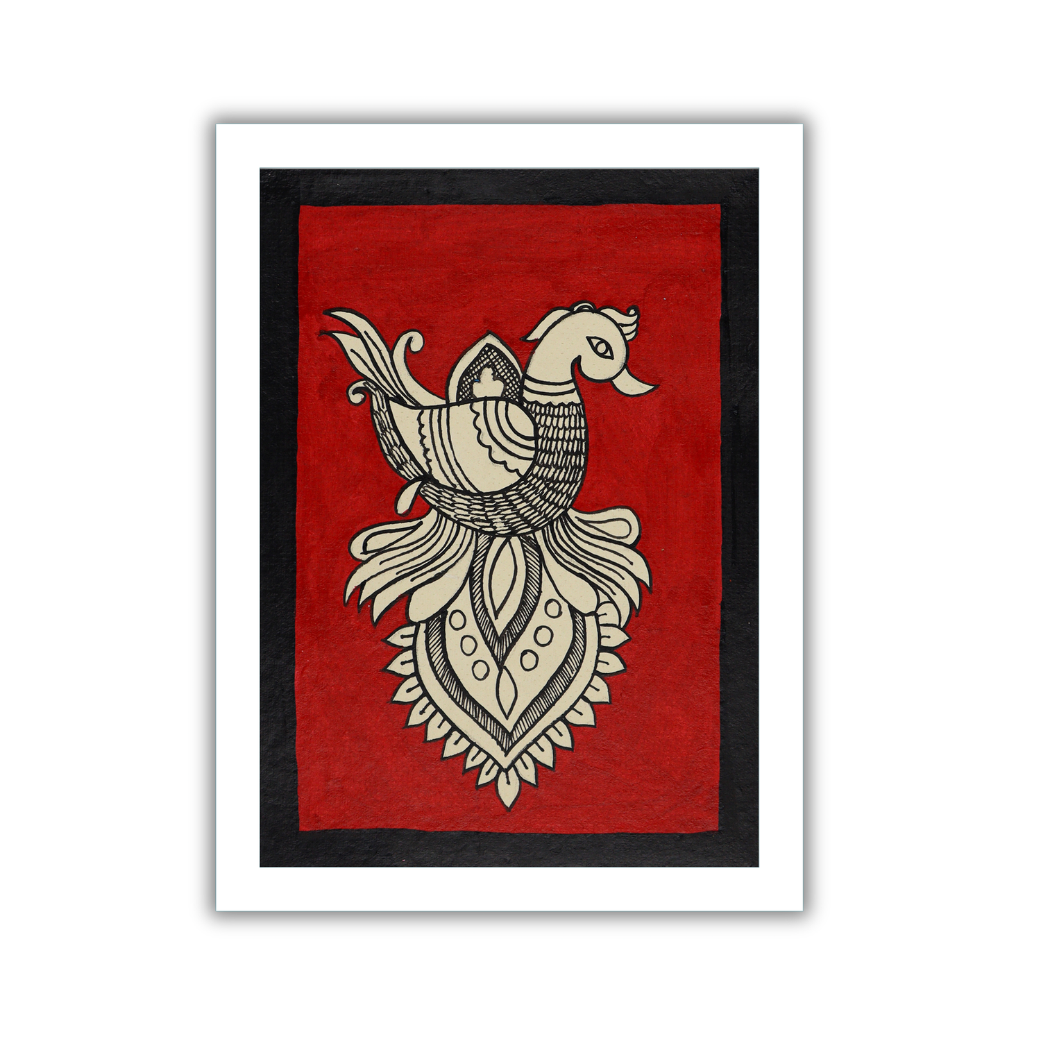 AAKARSHAK Kalamkari Painting Handmade Peacock Kalamkari art Framed Traditional Indian paintings for Wall Living room Home decor Gifts - 6x8 Inch |(KMN101)