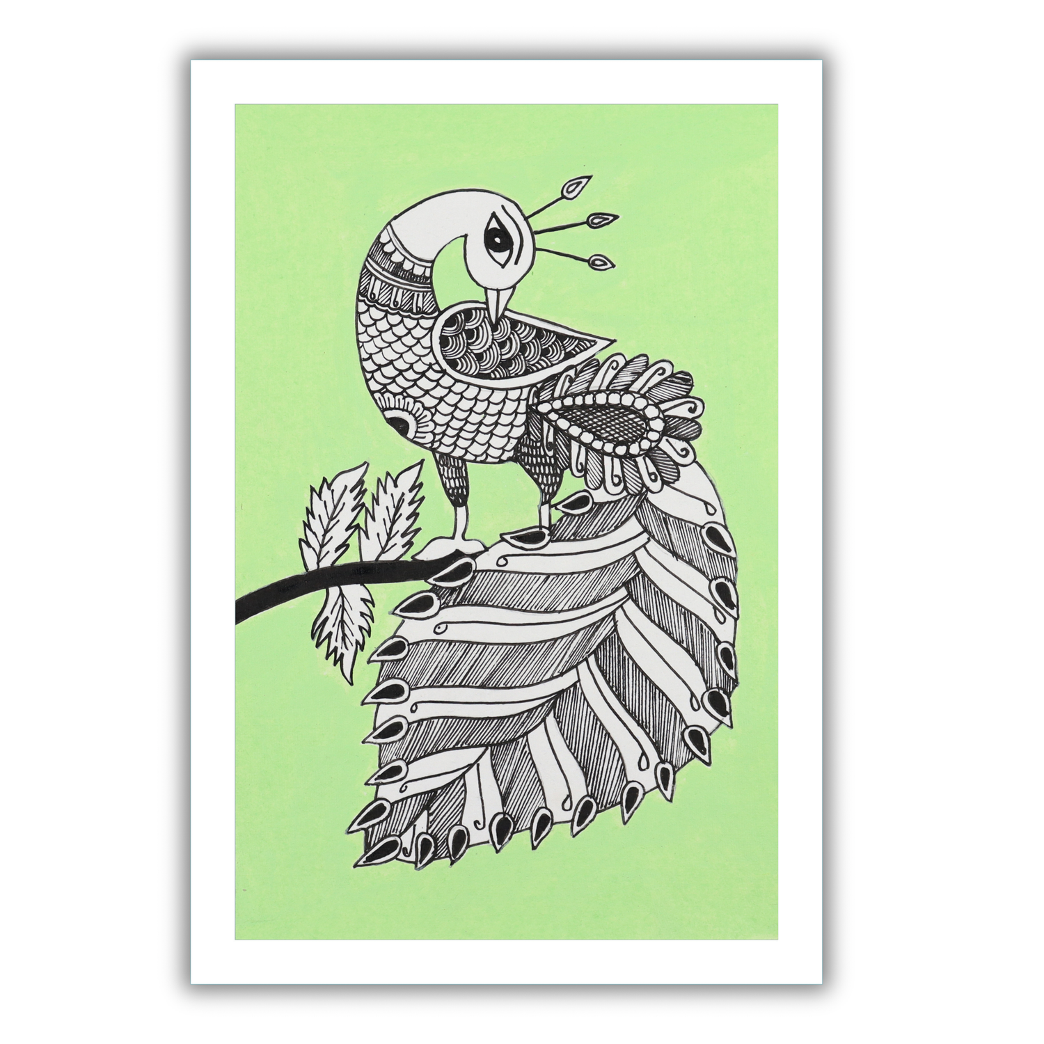 AAKARSHAK Kalamkari Painting Handmade Peacock Kalamkari art Framed Traditional Indian paintings for Wall Living room Home decor Gifts - 8x12 Inch |(KSL108)