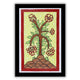 Handmade Kalamkari painting with Flower motif, framed for wall decor – traditional Indian folk art
