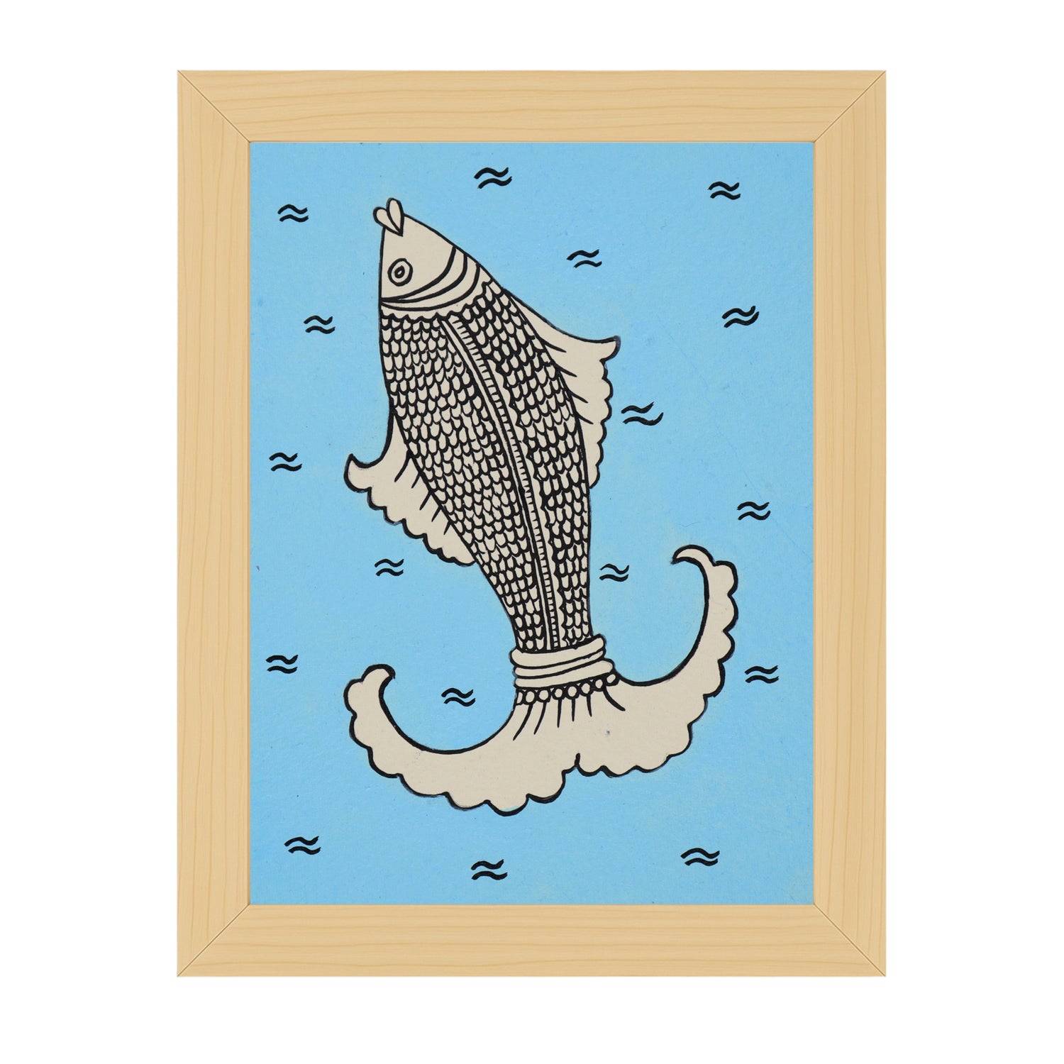 Handmade Kalamkari painting with elephant motif, framed for wall decor – traditional Indian folk art

