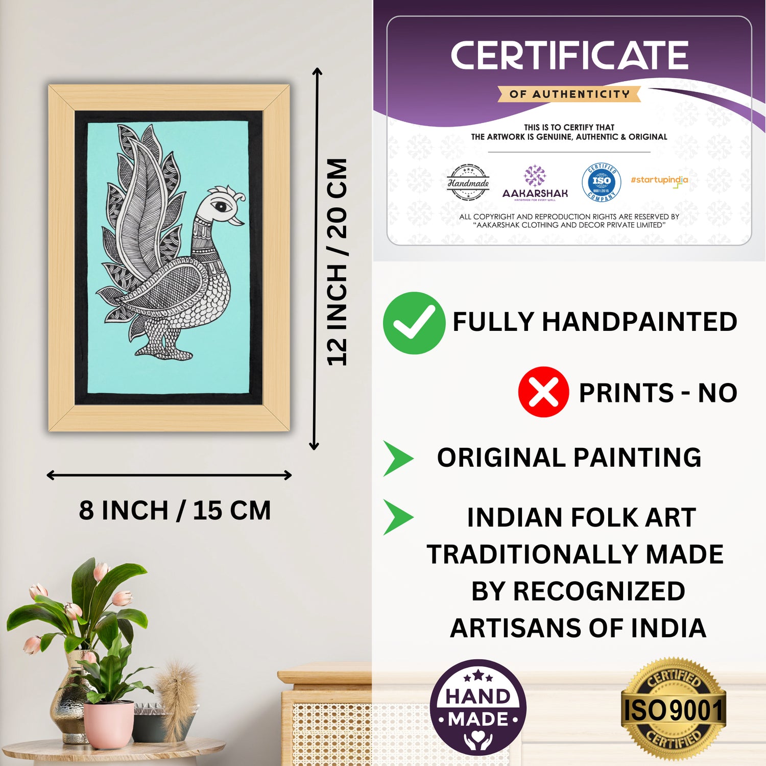 ISO certified handmade painting with authenticity certificate included
