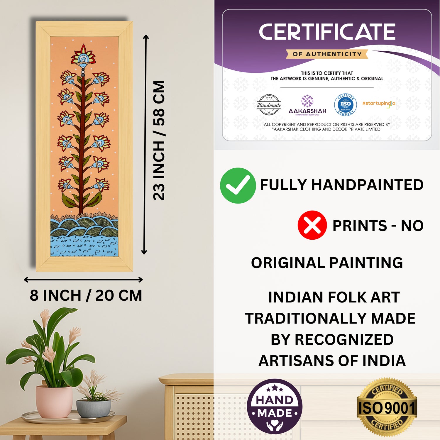 ISO certified handmade painting with authenticity certificate included

