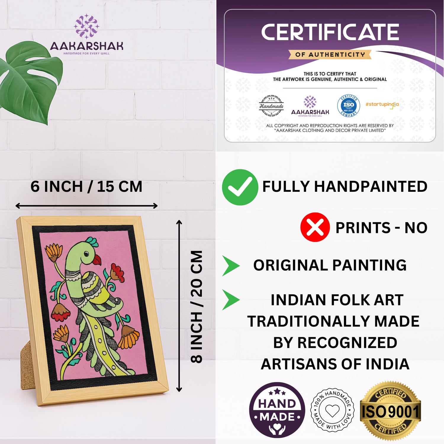 ISO certified handmade painting with authenticity certificate included
