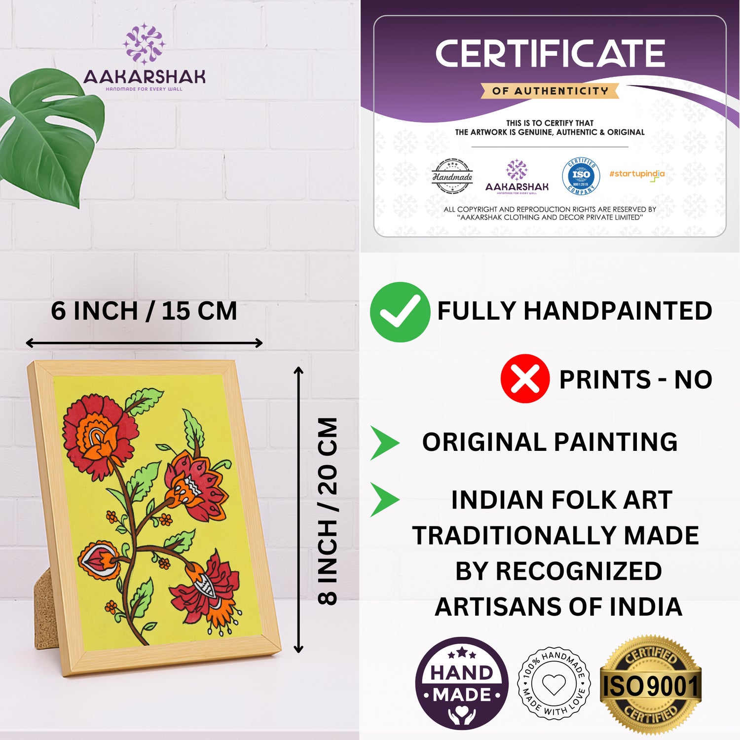 ISO certified handmade painting with authenticity certificate included
