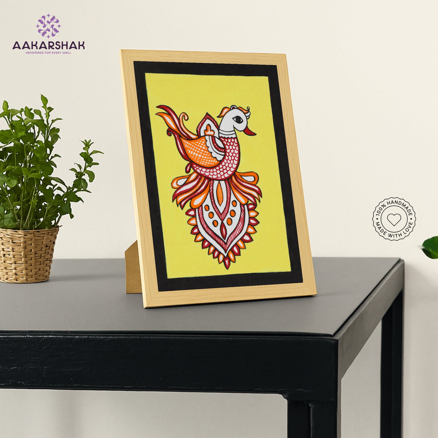 Close-up of detailed brushwork and traditional patterns in Madhubani painting
