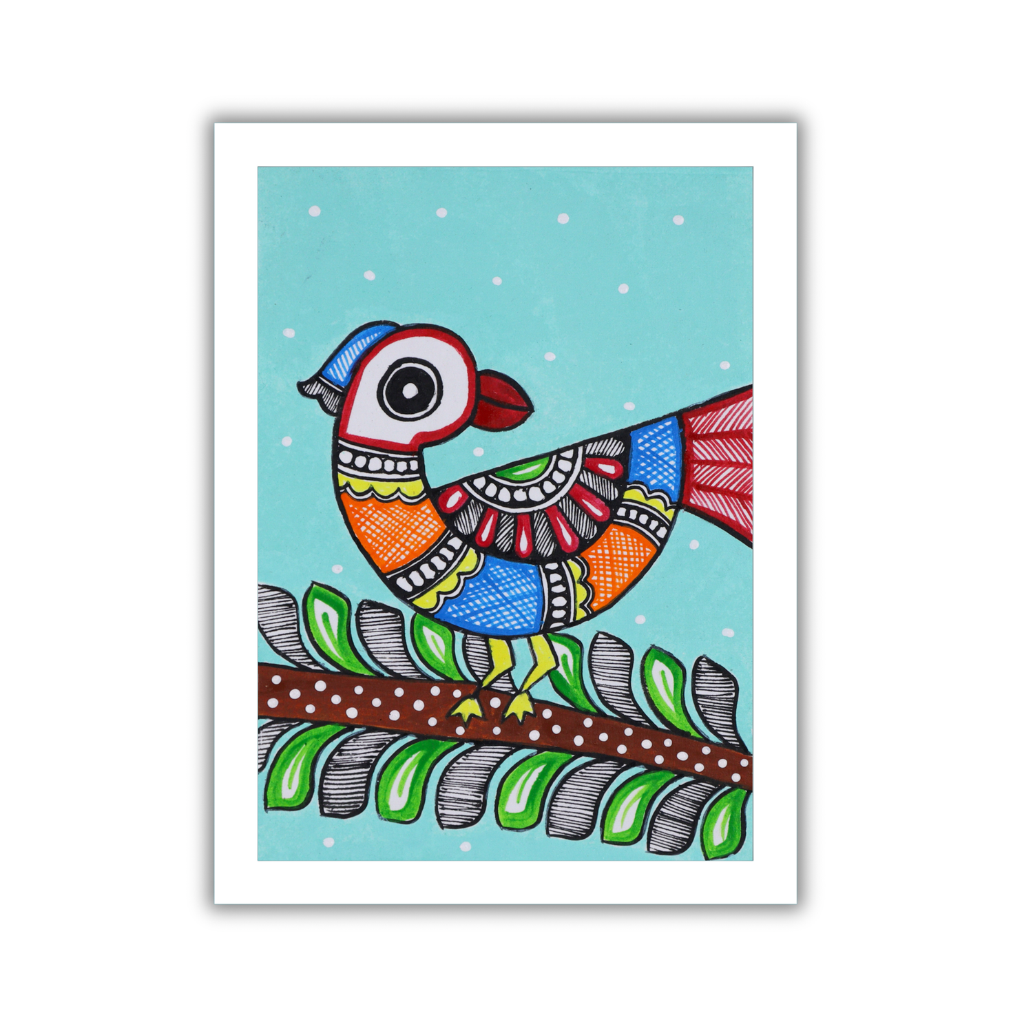 AAKARSHAK Madhubani Painting Handmade Peacock Mithila art Framed Traditional Indian paintings for Wall Living room Home decor Gifts - 6x8 Inch |(WMN115)