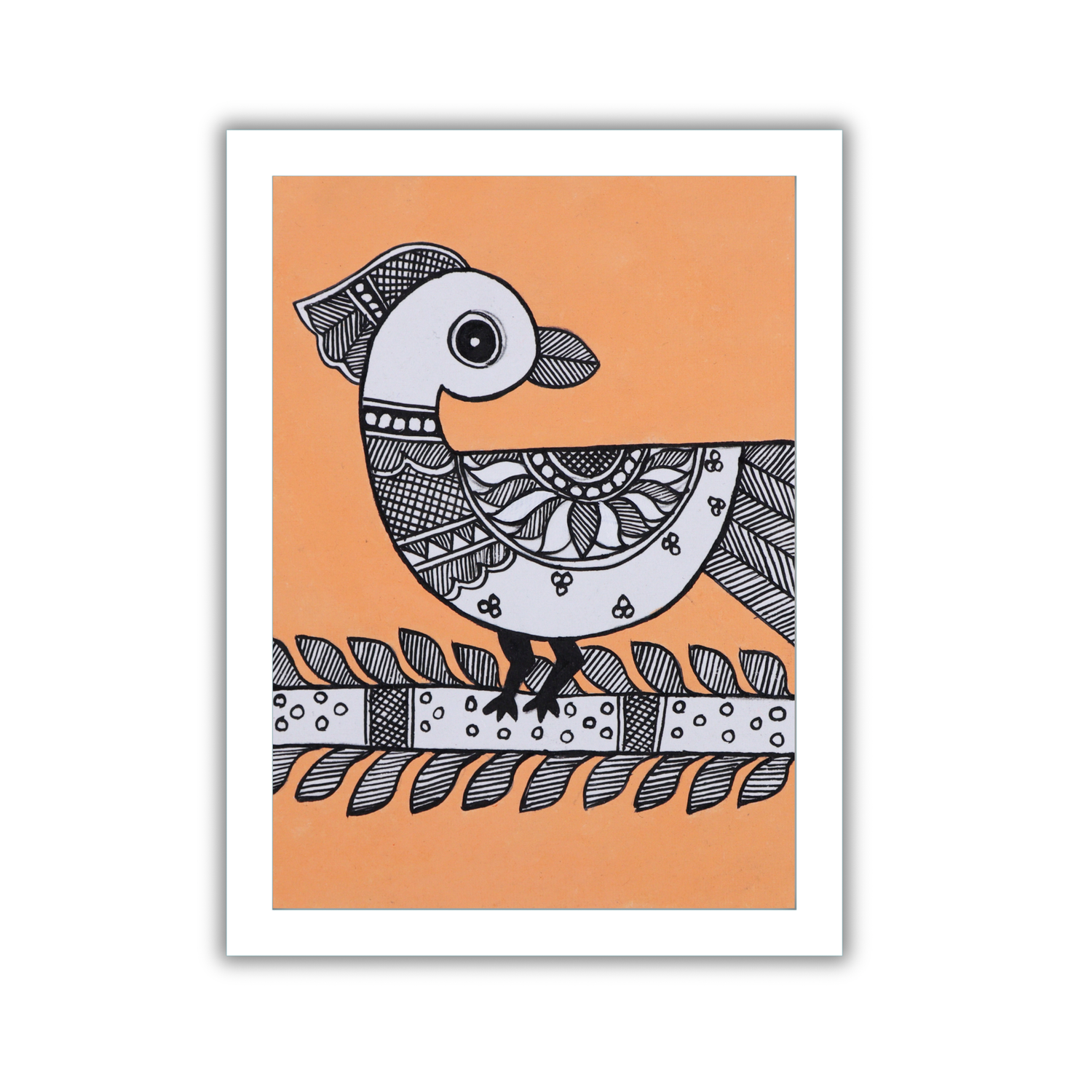 AAKARSHAK Madhubani Painting Handmade Bird Mithila art Framed Traditional Indian paintings for Wall Living room Home decor Gifts - 6x8 Inch |(WMN117)