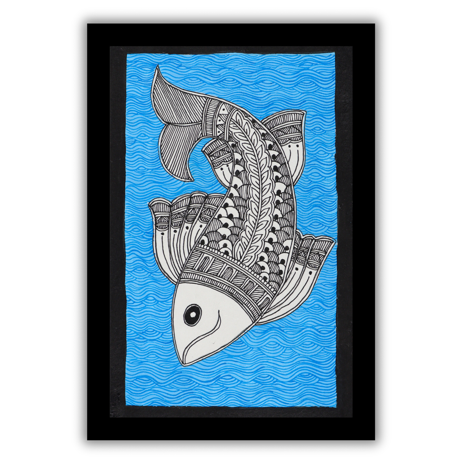 Traditional Indian Wall Art Fish Madhubani Painting