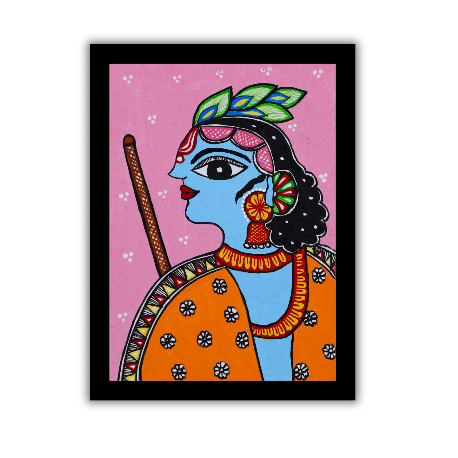 handmade madhubani lord krishna paintig 