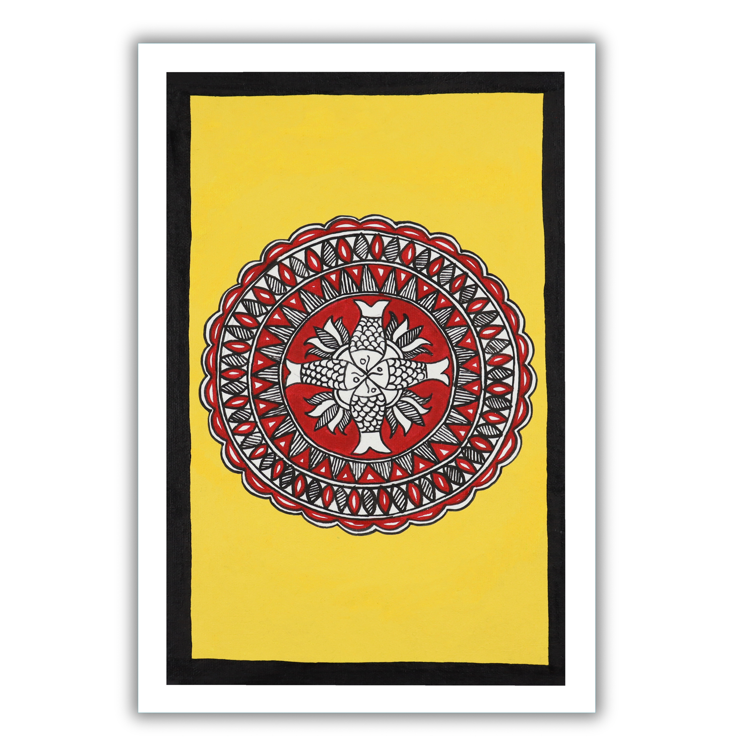 Handmade Fish Painting Traditional Mithila Wall Decor
