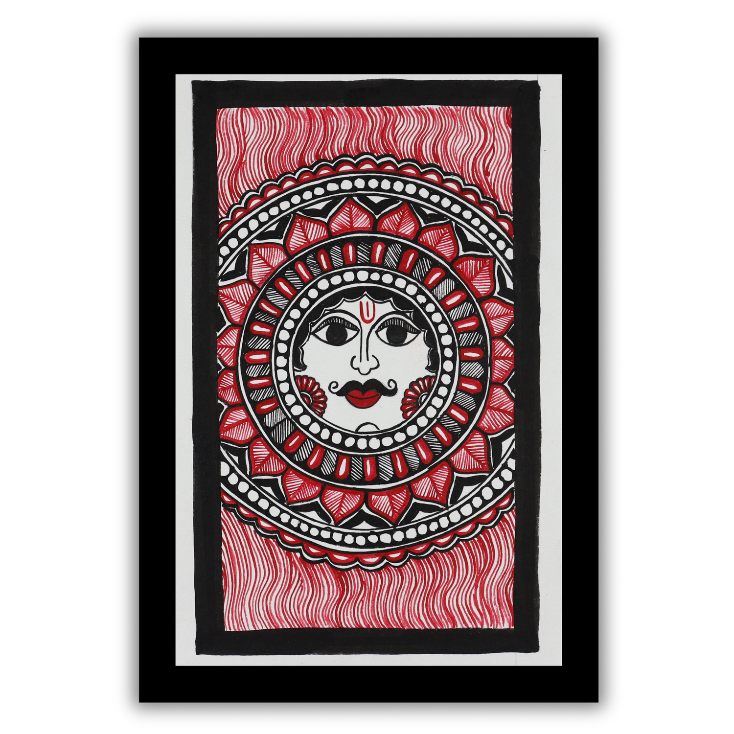 AAKARSHAK Madhubani Painting Handmade Sun Mithila art Framed Traditional Indian paintings for Wall Living room Home decor Gifts - 8x12 Inch |(MSL112)