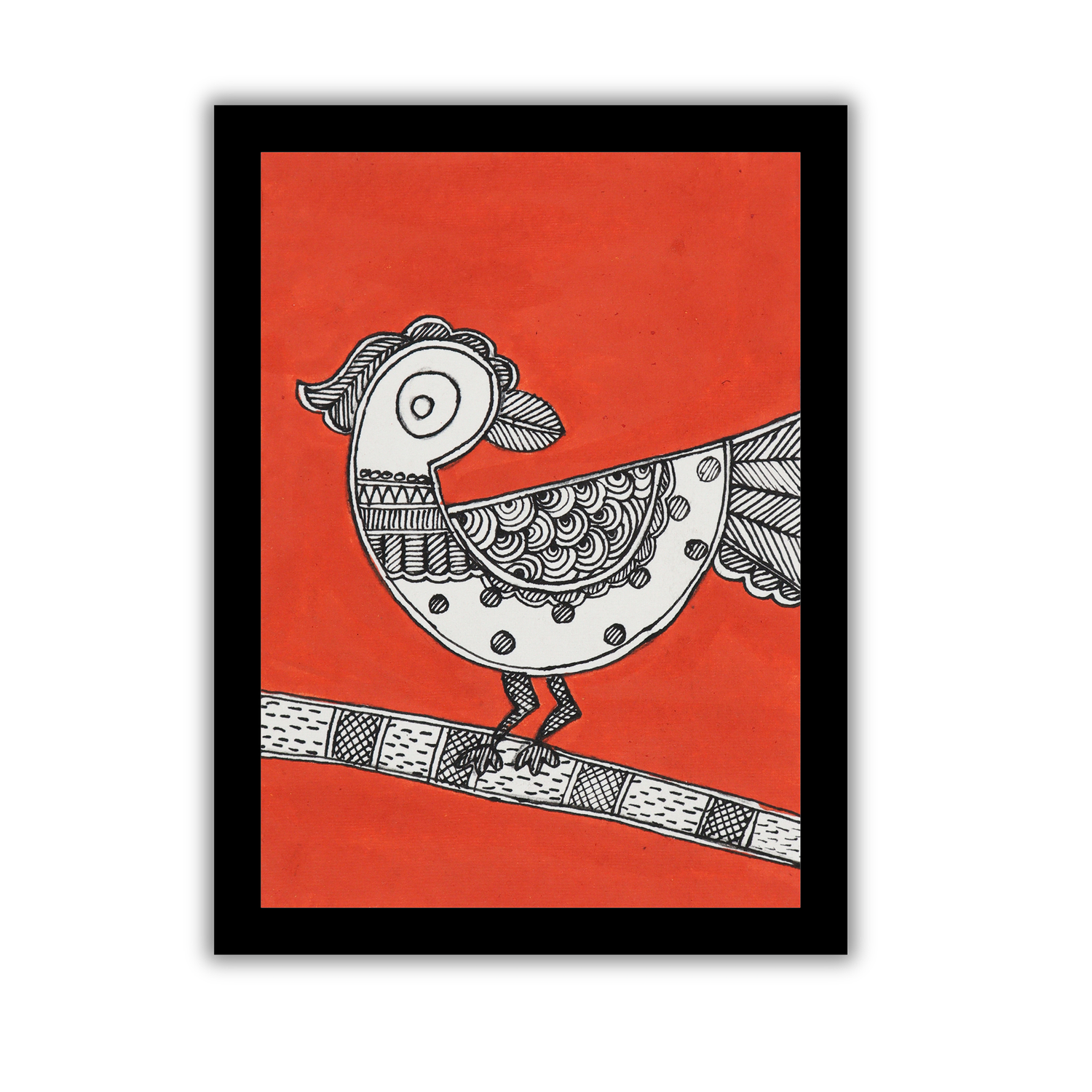 Traditional Madhubani Bird Painting – Handmade Indian Wall Art (6x8 Inch)