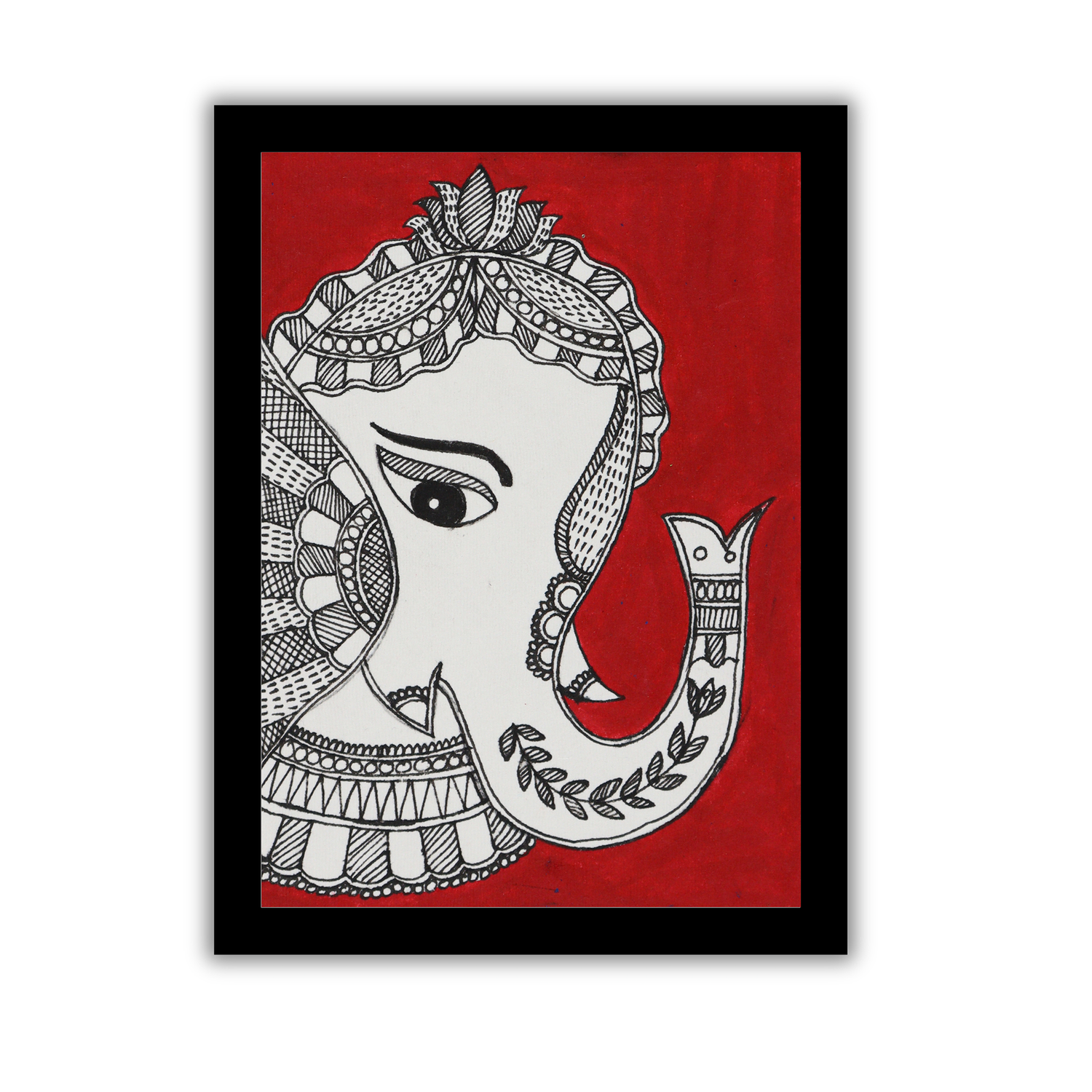 AAKARSHAK Madhubani Painting Handmade Ganehsa Mithila art Framed Traditional Indian paintings for Wall Living room Home decor Gifts - 6x8 Inch |(MML104)