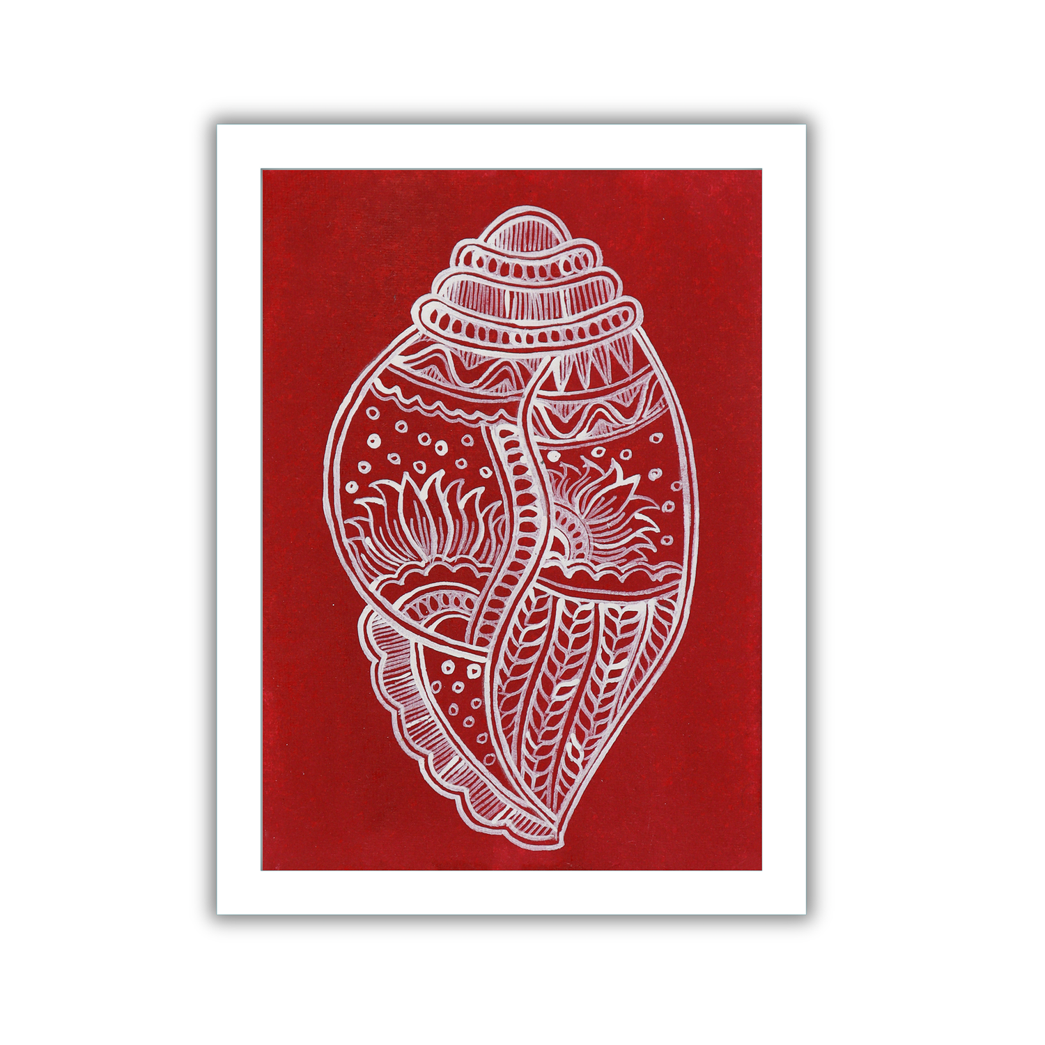 AAKARSHAK Madhubani Painting Handmade Shankh Mithila art Framed Traditional Indian paintings for Wall Living room Home decor Gifts - 6x8 Inch |(WMN106)