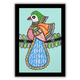 Handmade Madhubani peacock Painting 8x12 Inch Framed Indian Wall Decor