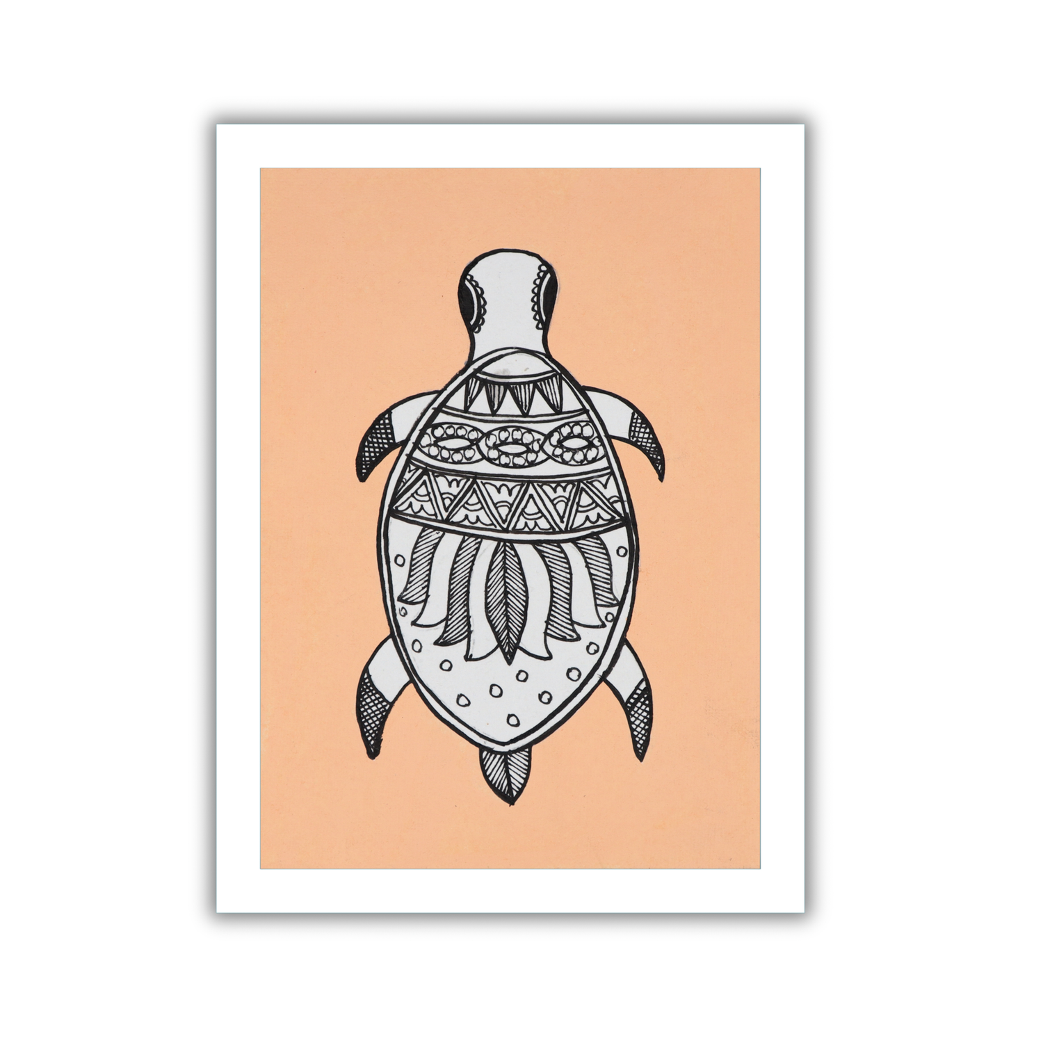 AAKARSHAK Madhubani Painting Handmade Turtle Mithila art Framed Traditional Indian paintings for Wall Living room Home decor Gifts - 6x8 Inch |(WMN111)